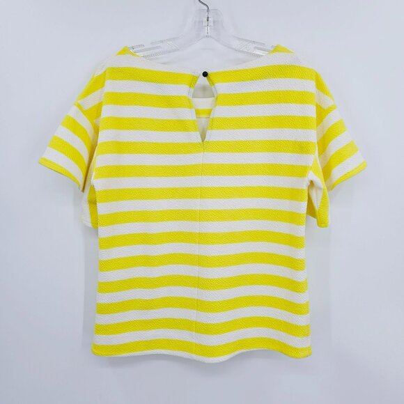 Postmark Ellie Top XS Yellow White Stripe Flutter Sleeve Scallop Bright Dopamine - Picture 9 of 10